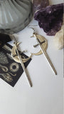 Swords moon earrings Witchy warrior pagan viking alternative gothic medieval