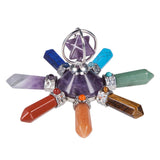 7 Chakra Stone Point Rotate Merkaba Pyramid Energy Generator Reiki Healing Hexagon Crystal Yoga Meditation Balancing