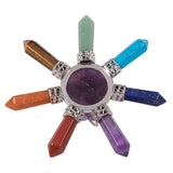 7 Chakra Stone Point Rotate Merkaba Pyramid Energy Generator Reiki Healing Hexagon Crystal Yoga Meditation Balancing