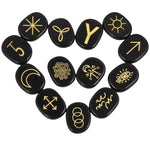 Natural Witches Runes Stones Set Healing Crystal with Engraved Gypsy Reiki Symbols for Meditation Divination