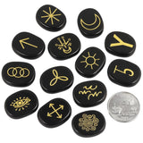 Natural Witches Runes Stones Set Healing Crystal with Engraved Gypsy Reiki Symbols for Meditation Divination