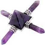 Purple Crystal Pyramid,4 Point Reiki Healing Crystal,Spiritual Energy Generator