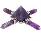 Purple Crystal Pyramid,4 Point Reiki Healing Crystal,Spiritual Energy Generator