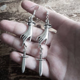 The Enchantress Sun Moon Ring Sword Earrings Classic Eardrop Big Sword Punk Statement Jewellery Women Men Gift Gothic Mystical