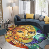 The Sun Tarot Card Round Rug, The Moon, Round Rug For Your Room, Decor Home, Christmas Gift, Vintage Style Rug