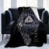 The Vikings Ancient Scandinavian Norse Runes axes 3D Soft Throw Blanket  Lightweight Flannel Blanket