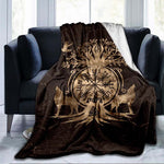 The Vikings Ancient Scandinavian Norse Runes axes 3D Soft Throw Blanket  Lightweight Flannel Blanket