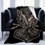 The Vikings Ancient Scandinavian Norse Runes axes 3D Soft Throw Blanket  Lightweight Flannel Blanket