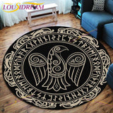 The Vikings Skull Pattern Area Rug Round Floor Mat Living Room Carpet Bathroom Kitchen Rug Doormat