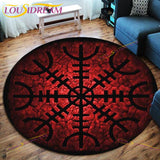 The Vikings Skull Pattern Area Rug Round Floor Mat Living Room Carpet Bathroom Kitchen Rug Doormat