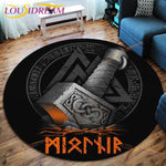 The Vikings Skull Pattern Area Rug Round Floor Mat Living Room Carpet Bathroom Kitchen Rug Doormat