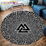 The Vikings Skull Pattern Area Rug Round Floor Mat Living Room Carpet Bathroom Kitchen Rug Doormat