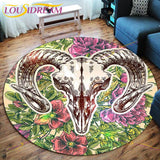 The Vikings Skull Pattern Area Rug Round Floor Mat Living Room Carpet Bathroom Kitchen Rug Doormat