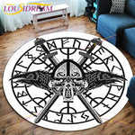 The Vikings Skull Pattern Area Rug Round Floor Mat Living Room Carpet Bathroom Kitchen Rug Doormat