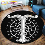 The Vikings Skull Pattern Area Rug Round Floor Mat Living Room Carpet Bathroom Kitchen Rug Doormat