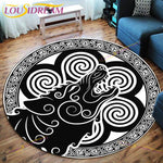 The Vikings Skull Pattern Area Rug Round Floor Mat Living Room Carpet Bathroom Kitchen Rug Doormat