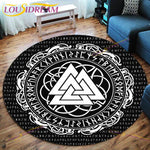 The Vikings Skull Pattern Area Rug Round Floor Mat Living Room Carpet Bathroom Kitchen Rug Doormat