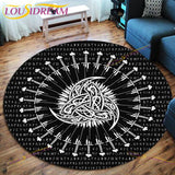 The Vikings Skull Pattern Area Rug Round Floor Mat Living Room Carpet Bathroom Kitchen Rug Doormat