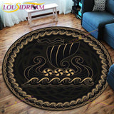 The Vikings Skull Pattern Area Rug Round Floor Mat Living Room Carpet Bathroom Kitchen Rug Doormat