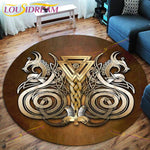 The Vikings Skull Pattern Area Rug Round Floor Mat Living Room Carpet Bathroom Kitchen Rug Doormat