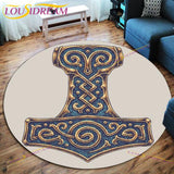 The Vikings Skull Pattern Area Rug Round Floor Mat Living Room Carpet Bathroom Kitchen Rug Doormat