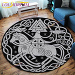 The Vikings Skull Pattern Area Rug Round Floor Mat Living Room Carpet Bathroom Kitchen Rug Doormat