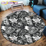 The Vikings Skull Pattern Area Rug Round Floor Mat Living Room Carpet Bathroom Kitchen Rug Doormat