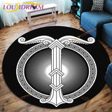 The Vikings Skull Pattern Area Rug Round Floor Mat Living Room Carpet Bathroom Kitchen Rug Doormat