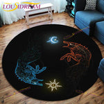 The Vikings Skull Pattern Area Rug Round Floor Mat Living Room Carpet Bathroom Kitchen Rug Doormat