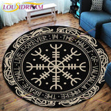 The Vikings Skull Pattern Area Rug Round Floor Mat Living Room Carpet Bathroom Kitchen Rug Doormat