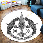 The Vikings Skull Pattern Area Rug Round Floor Mat Living Room Carpet Bathroom Kitchen Rug Doormat