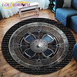 The Vikings Skull Pattern Area Rug Round Floor Mat Living Room Carpet Bathroom Kitchen Rug Doormat