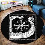 The Vikings Skull Pattern Area Rug Round Floor Mat Living Room Carpet Bathroom Kitchen Rug Doormat