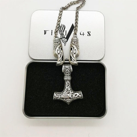 New Magicun Viking~Thor's hammer mjolnir pendant necklace Norse Viking scandinavian jewelry Men's Vintage knot 1