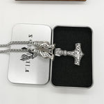 New Magicun Viking~Thor's hammer mjolnir pendant necklace Norse Viking scandinavian jewelry Men's Vintage knot 1