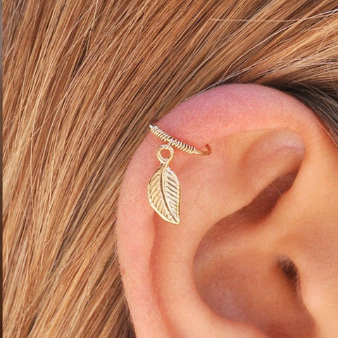 Tiny Leaf Cartilage Earring Body Piercing Helix Ring