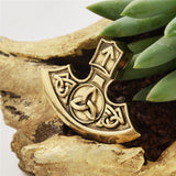 New Magicun Viking~Two Sides Viking Perun Axe Pendant Necklace Letter Rune Braided  Pendant  Necklace