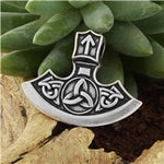 New Magicun Viking~Two Sides Viking Perun Axe Pendant Necklace Letter Rune Braided  Pendant  Necklace