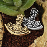 New Magicun Viking~Two Sides Viking Perun Axe Pendant Necklace Letter Rune Braided  Pendant  Necklace