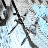 Vampire Ankh earrings occult black glass crystal  gothic dracula pendant symbol Original jewelry gift  Fashion  charm