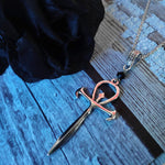 Vampire Ankh earrings occult black glass crystal  gothic dracula pendant symbol Original jewelry gift  Fashion  charm