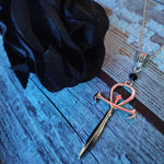 Vampire Ankh earrings occult black glass crystal  gothic dracula pendant symbol Original jewelry gift  Fashion  charm