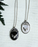 Vampire Bat Necklace, Witch Necklace,Halloween Rock,Gothic Victorian Silver Plated Framed Bat Cameo Necklace,gift for Bat Lover