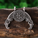 New Magicun Viking~Viking Aegishjalmur  Necklace Retro Crow Pendants Helm of Awe Talisman Pendant Necklace Double Side