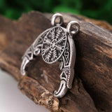 New Magicun Viking~Viking Aegishjalmur  Necklace Retro Crow Pendants Helm of Awe Talisman Pendant Necklace Double Side