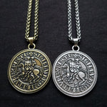 Viking Magic~Viking Double War Horse Greek Latin Amulet Jewelry Knights Templar Exquisite Commemorative Seal Pendant Necklace