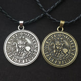 Viking Magic~Viking Double War Horse Greek Latin Amulet Jewelry Knights Templar Exquisite Commemorative Seal Pendant Necklace