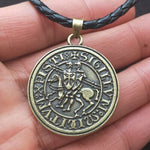 Viking Magic~Viking Double War Horse Greek Latin Amulet Jewelry Knights Templar Exquisite Commemorative Seal Pendant Necklace