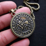 Viking Magic~Viking Double War Horse Greek Latin Amulet Jewelry Knights Templar Exquisite Commemorative Seal Pendant Necklace