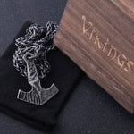 Viking Vegvisir Iron Color Viking Odin Rune Pendant Necklace with Stainless Steel Chain As Men Gift